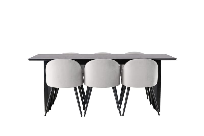 Vail Matbord 200 cm med 6 Velvet Köksstol Sammet - Möbler - Matplats - Matgrupp & matbord med stolar