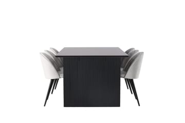 Vail Matbord 200 cm med 6 Velvet Köksstol Sammet - Möbler - Matplats - Matgrupp & matbord med stolar