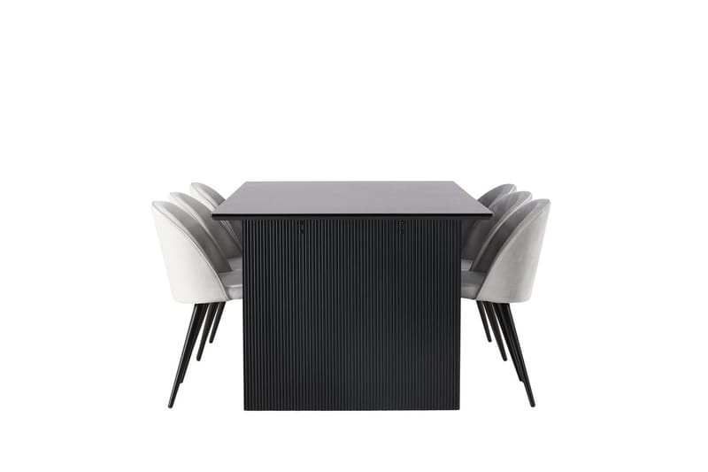 Vail Matbord 200 cm med 6 Velvet Köksstol Sammet - Möbler - Matplats - Matgrupp & matbord med stolar