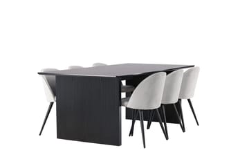 Vail Matbord 200 cm med 6 Velvet Köksstol Sammet - Möbler - Matplats - Matgrupp & matbord med stolar
