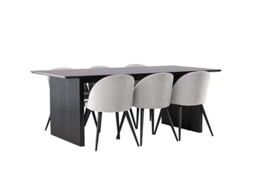 Vail Matbord 200 cm med 6 Velvet Köksstol Sammet - Möbler - Matplats - Matgrupp & matbord med stolar
