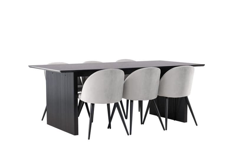 Vail Matbord 200 cm med 6 Velvet Köksstol Sammet - Möbler - Matplats - Matgrupp & matbord med stolar