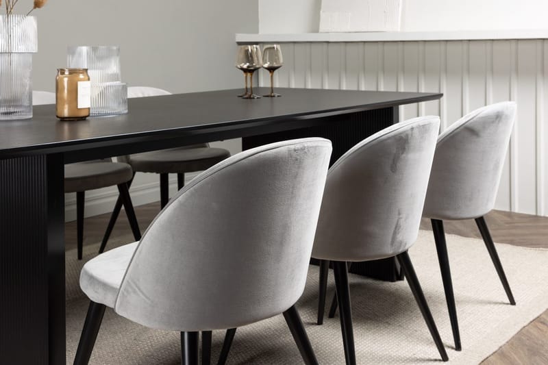 Vail Matbord 200 cm med 6 Velvet Köksstol Sammet - Möbler - Matplats - Matgrupp & matbord med stolar