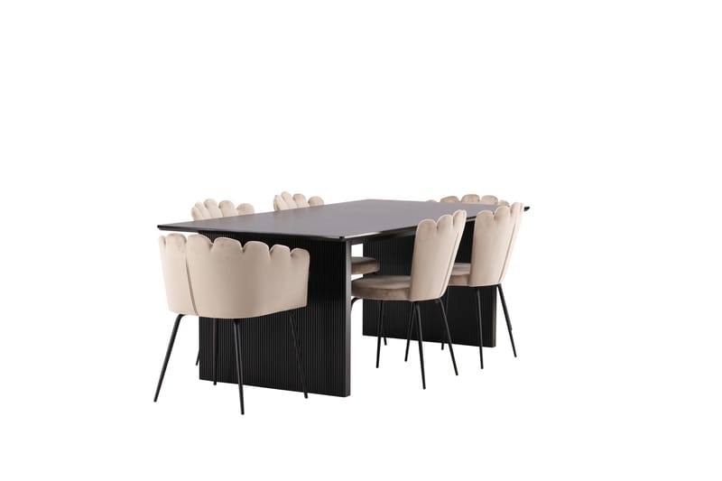 Vail Matgrupp 200 cm Rektangulär med 4 Limhamn stolar - Beige - Möbler - Matplats - Matgrupp & matbord med stolar