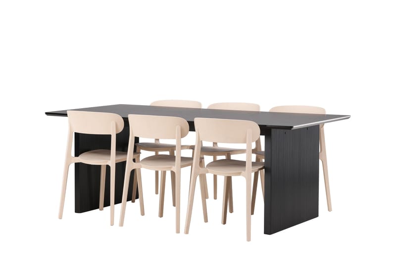 Vail Matgrupp 200 cm Rektangulär med 6 Åstol stolar - Svart - Möbler - Matplats - Matgrupp & matbord med stolar