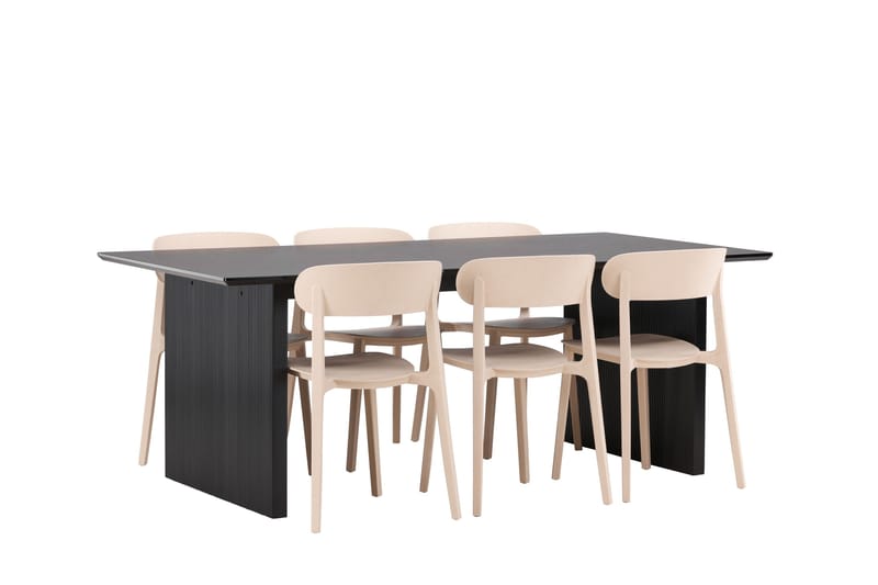 Vail Matgrupp 200 cm Rektangulär med 6 Åstol stolar - Svart - Möbler - Matplats - Matgrupp & matbord med stolar