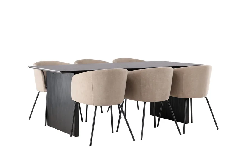 Vail Matgrupp 200 cm Rektangulär med 6 Berit stolar - Beige - Möbler - Matplats - Matgrupp & matbord med stolar