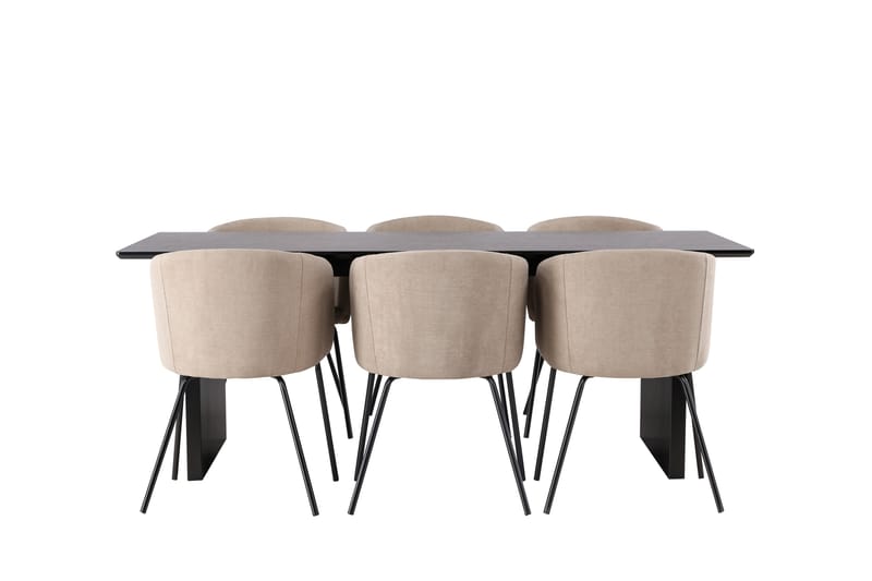 Vail Matgrupp 200 cm Rektangulär med 6 Berit stolar - Beige - Möbler - Matplats - Matgrupp & matbord med stolar
