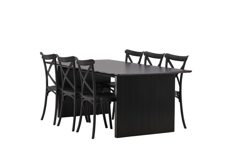 Vail Matgrupp 200 cm Rektangulär med 6 Crosett stolar - Svart - Möbler - Matplats - Matgrupp & matbord med stolar