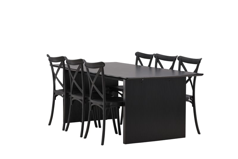Vail Matgrupp 200 cm Rektangulär med 6 Crosett stolar - Svart - Möbler - Matplats - Matgrupp & matbord med stolar