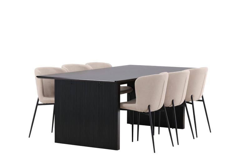 Vail Matgrupp 200 cm Rektangulär med 6 Modesto stolar - Beige - Möbler - Matplats - Matgrupp & matbord med stolar