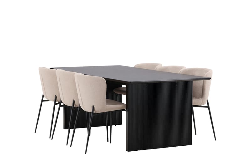 Vail Matgrupp 200 cm Rektangulär med 6 Modesto stolar - Beige - Möbler - Matplats - Matgrupp & matbord med stolar