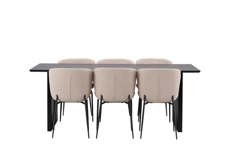 Vail Matgrupp 200 cm Rektangulär med 6 Modesto stolar - Beige - Möbler - Matplats - Matgrupp & matbord med stolar