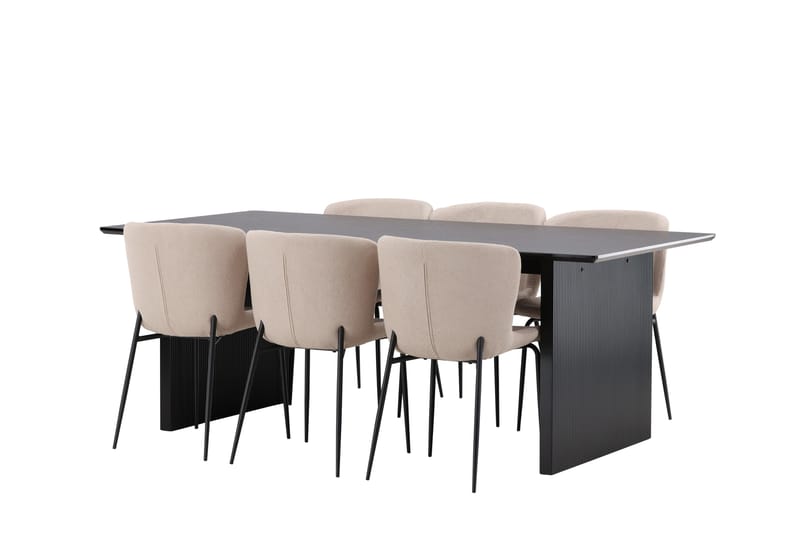 Vail Matgrupp 200 cm Rektangulär med 6 Modesto stolar - Beige - Möbler - Matplats - Matgrupp & matbord med stolar