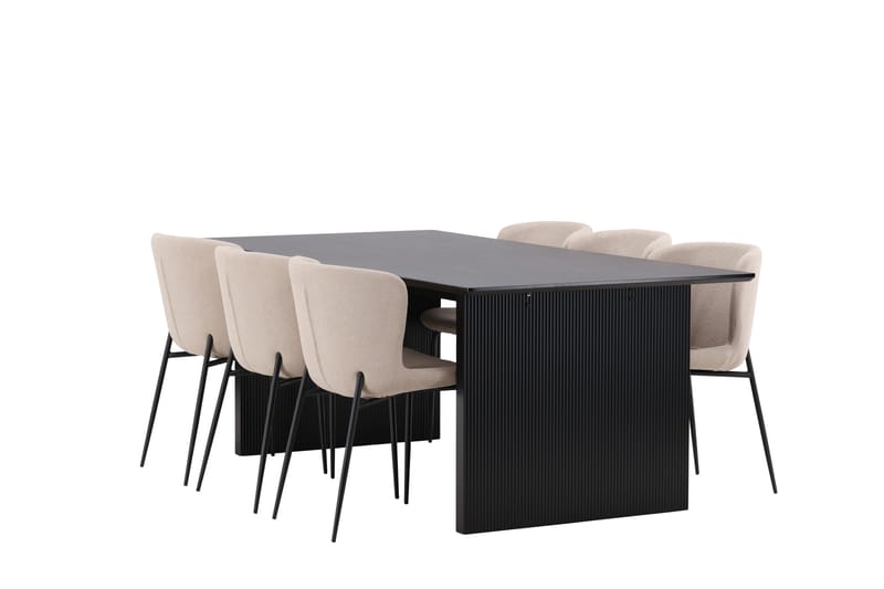 Vail Matgrupp 200 cm Rektangulär med 6 Modesto stolar - Beige - Möbler - Matplats - Matgrupp & matbord med stolar