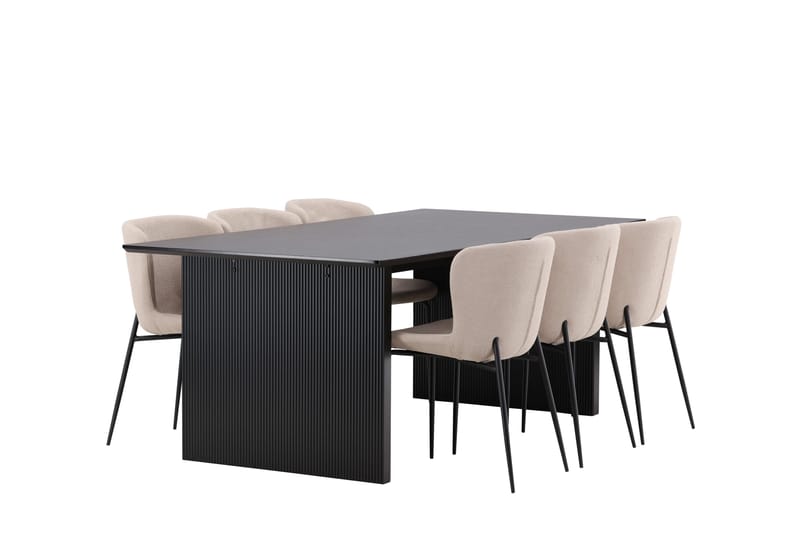 Vail Matgrupp 200 cm Rektangulär med 6 Modesto stolar - Beige - Möbler - Matplats - Matgrupp & matbord med stolar