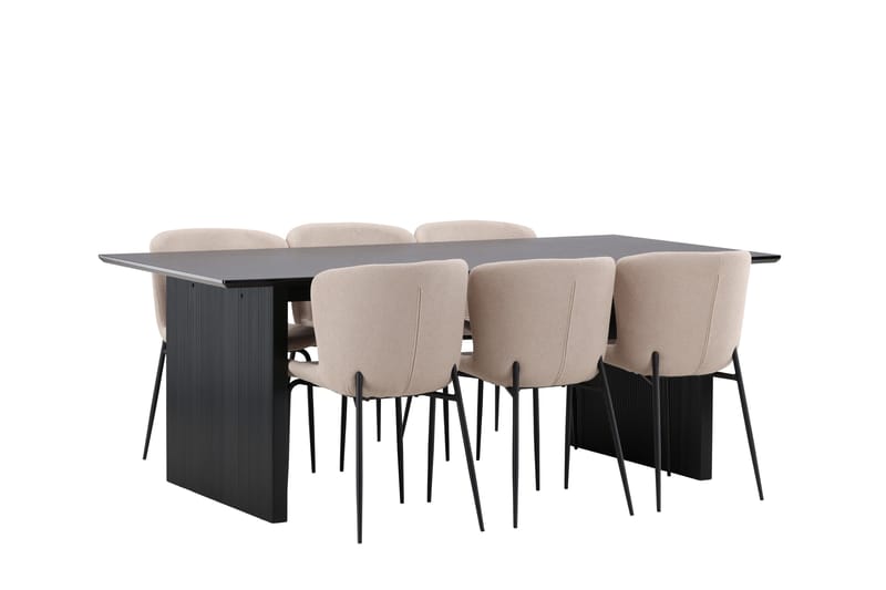 Vail Matgrupp 200 cm Rektangulär med 6 Modesto stolar - Beige - Möbler - Matplats - Matgrupp & matbord med stolar