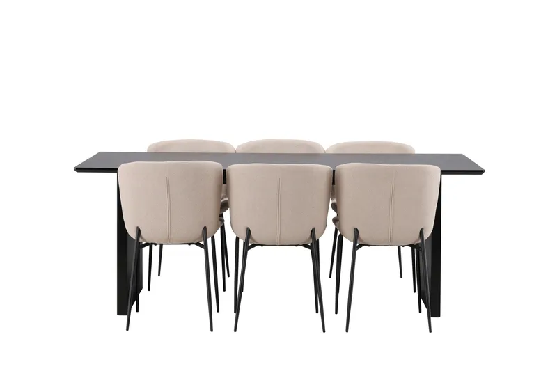 Vail Matgrupp 200 cm Rektangulär med 6 Modesto stolar - Beige - Möbler - Matplats - Matgrupp & matbord med stolar