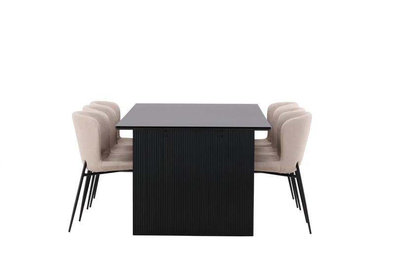 Vail Matgrupp 200 cm Rektangulär med 6 Modesto stolar - Beige - Möbler - Matplats - Matgrupp & matbord med stolar