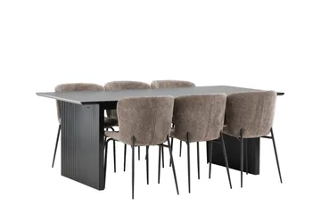 Vail Matgrupp 200 cm Rektangulär med 6 Modesto stolar - Svart - Möbler - Matplats - Matgrupp & matbord med stolar