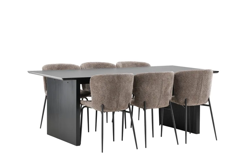 Vail Matgrupp 200 cm Rektangulär med 6 Modesto stolar - Svart - Möbler - Matplats - Matgrupp & matbord med stolar