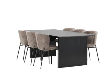 Vail Matgrupp 200 cm Rektangulär med 6 Modesto stolar - Svart - Möbler - Matplats - Matgrupp & matbord med stolar