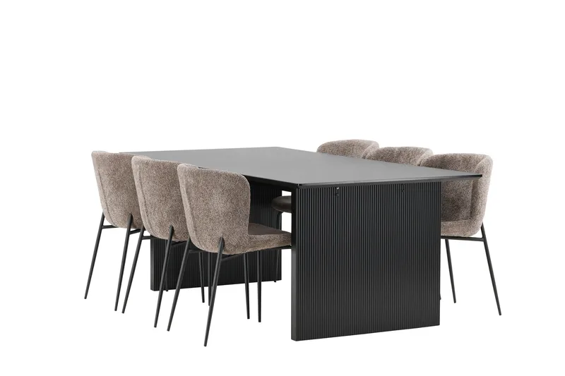 Vail Matgrupp 200 cm Rektangulär med 6 Modesto stolar - Svart - Möbler - Matplats - Matgrupp & matbord med stolar