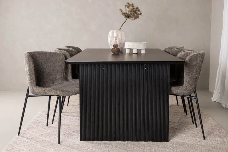 Vail Matgrupp 200 cm Rektangulär med 6 Modesto stolar - Svart - Möbler - Matplats - Matgrupp & matbord med stolar
