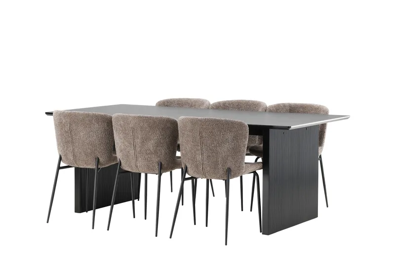 Vail Matgrupp 200 cm Rektangulär med 6 Modesto stolar - Svart - Möbler - Matplats - Matgrupp & matbord med stolar