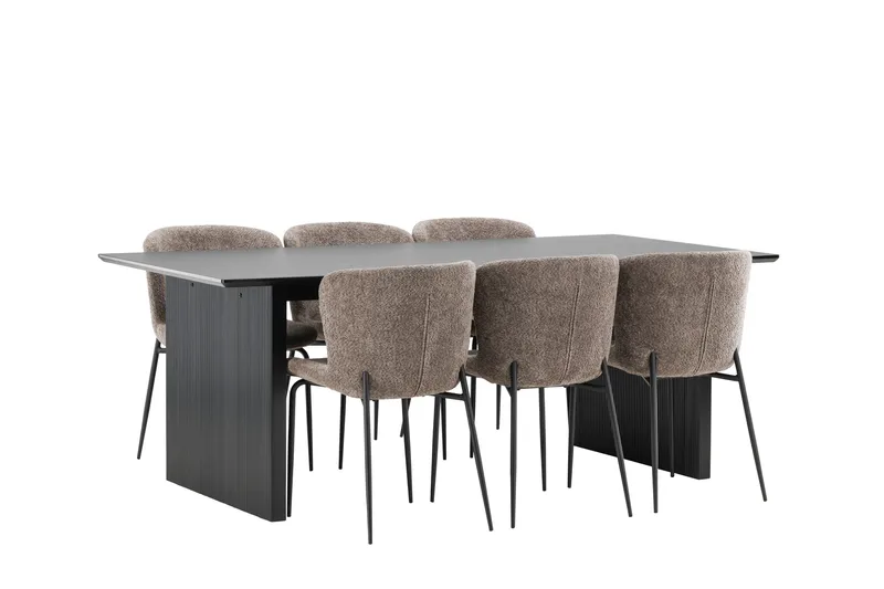 Vail Matgrupp 200 cm Rektangulär med 6 Modesto stolar - Svart - Möbler - Matplats - Matgrupp & matbord med stolar
