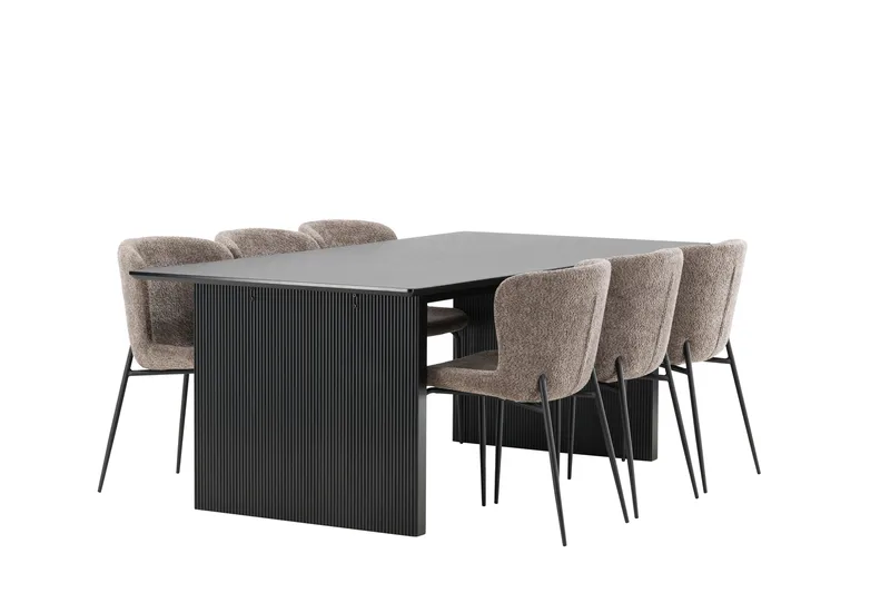 Vail Matgrupp 200 cm Rektangulär med 6 Modesto stolar - Svart - Möbler - Matplats - Matgrupp & matbord med stolar