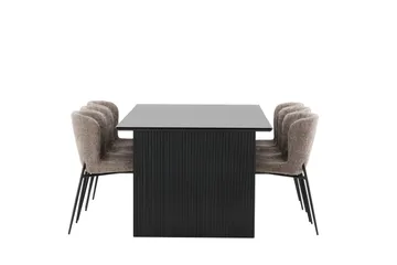 Vail Matgrupp 200 cm Rektangulär med 6 Modesto stolar - Svart - Möbler - Matplats - Matgrupp & matbord med stolar