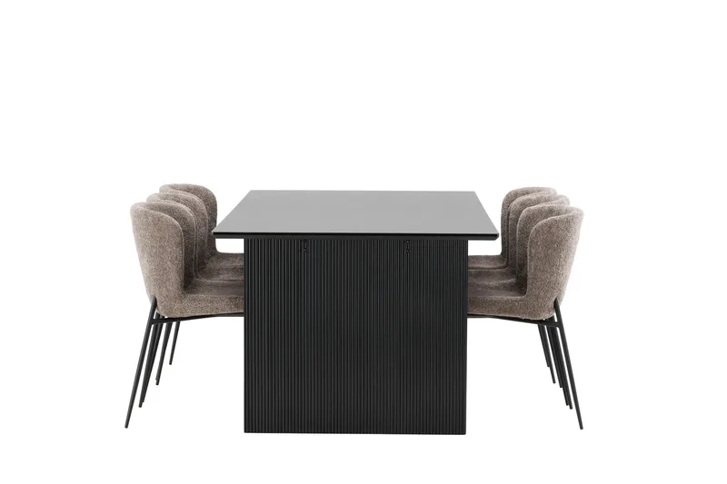 Vail Matgrupp 200 cm Rektangulär med 6 Modesto stolar - Svart - Möbler - Matplats - Matgrupp & matbord med stolar