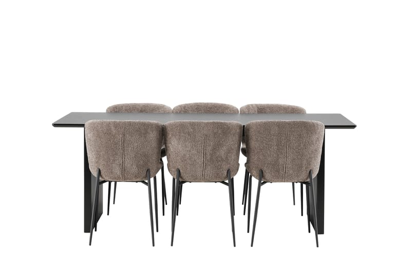 Vail Matgrupp 200 cm Rektangulär med 6 Modesto stolar - Svart - Möbler - Matplats - Matgrupp & matbord med stolar