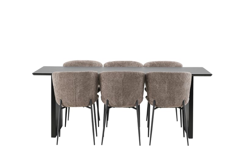 Vail Matgrupp 200 cm Rektangulär med 6 Modesto stolar - Svart - Möbler - Matplats - Matgrupp & matbord med stolar