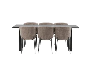 Vail Matgrupp 200 cm Rektangulär med 6 Modesto stolar - Svart - Möbler - Matplats - Matgrupp & matbord med stolar