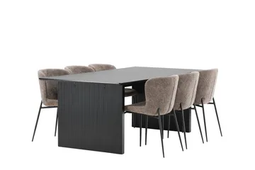 Vail Matgrupp 200 cm Rektangulär med 6 Modesto stolar - Svart - Möbler - Matplats - Matgrupp & matbord med stolar