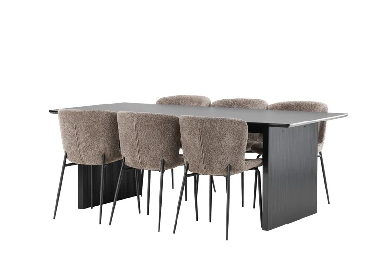 Vail Matgrupp 200 cm Rektangulär med 6 Modesto stolar - Svart - Möbler - Matplats - Matgrupp & matbord med stolar