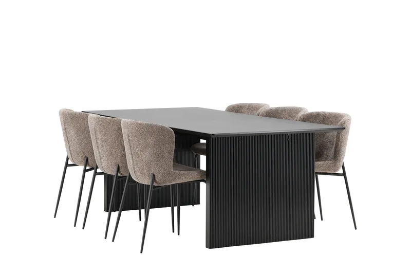 Vail Matgrupp 200 cm Rektangulär med 6 Modesto stolar - Svart - Möbler - Matplats - Matgrupp & matbord med stolar