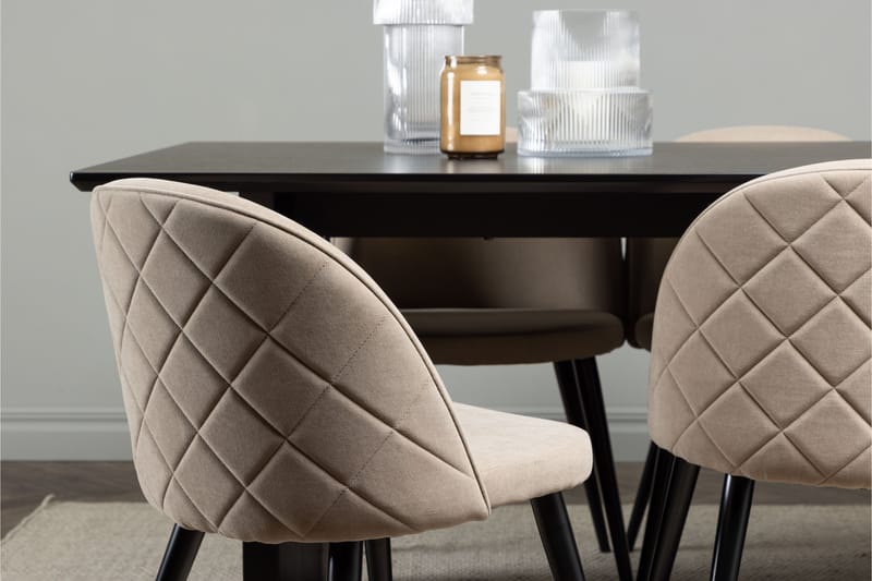 Vail Matgrupp 200 cm Rektangulär med 6 Velvet stolar - Beige - Möbler - Matplats - Matgrupp & matbord med stolar