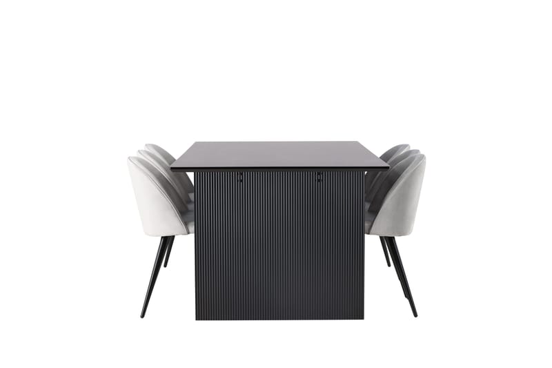 Vail Matgrupp 200 cm Rektangulär med 6 Velvet stolar - Svart - Möbler - Matplats - Matgrupp & matbord med stolar