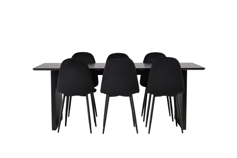 Vail Matgrupp 200 cm Rektangulär med 6 Polar stolar - Svart - Möbler - Matplats - Matgrupp & matbord med stolar