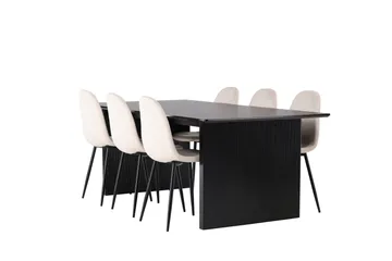 Vail Matgrupp 200 cm Rektangulär med 6 Polar stolar - Beige - Möbler - Matplats - Matgrupp & matbord med stolar