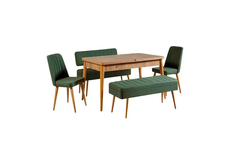 Valsot Matgrupp 129 cm Rektangulär - Natur/Grön - Möbler - Matplats - Matgrupp & matbord med stolar