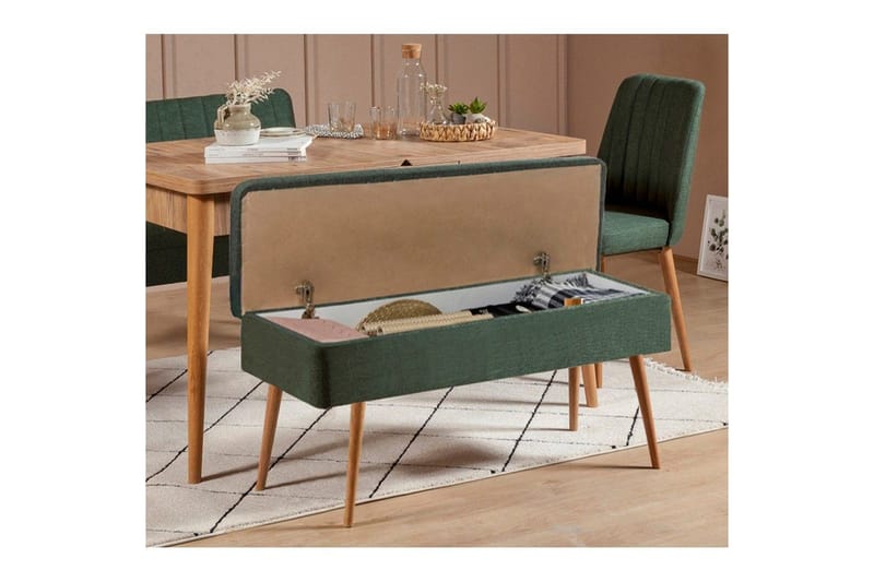 Valsot Matgrupp 129 cm Rektangulär - Natur/Grön - Möbler - Matplats - Matgrupp & matbord med stolar