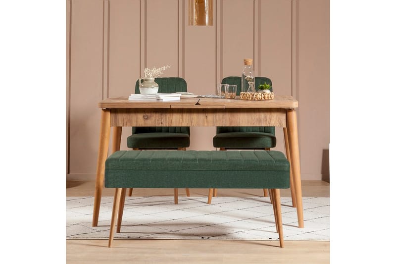 Valsot Matgrupp 129 cm Rektangulär - Natur/Grön - Möbler - Matplats - Matgrupp & matbord med stolar