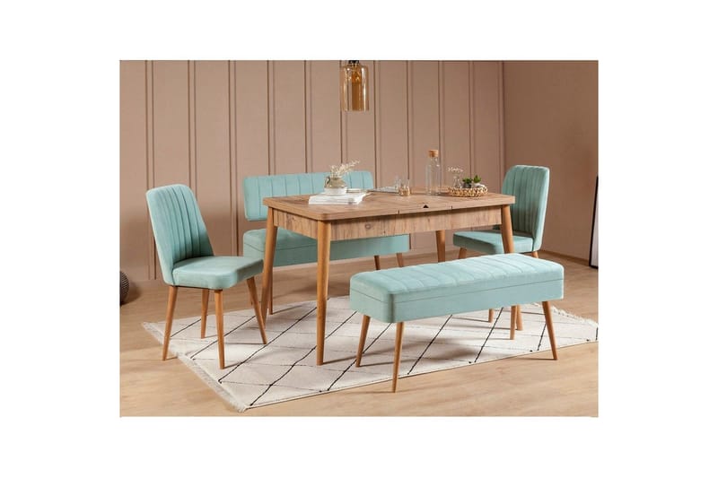Valsot Matgrupp 129 cm Rektangulär - Natur/Grön - Möbler - Matplats - Matgrupp & matbord med stolar