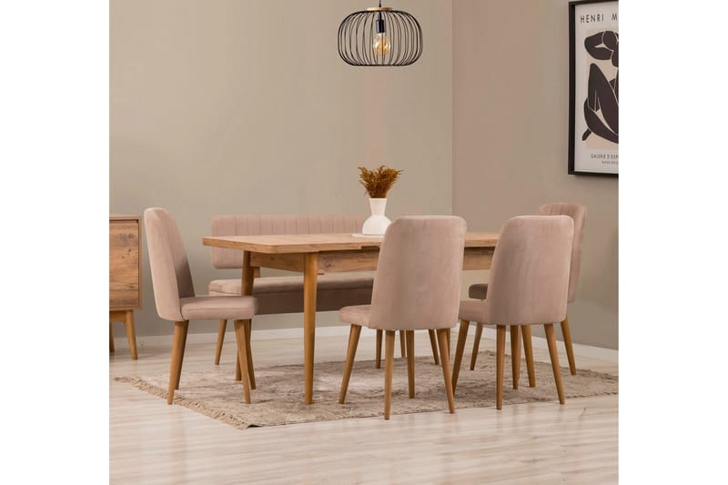 Valsot Matgrupp Rektangulär - Beige - Möbler - Matplats - Matgrupp & matbord med stolar