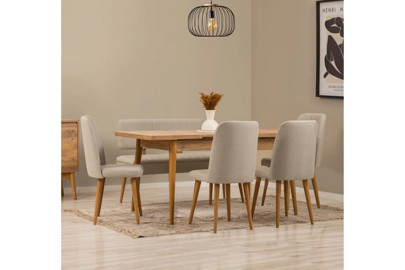 Valsot Matgrupp Rektangulär - Beige - Möbler - Matplats - Matgrupp & matbord med stolar