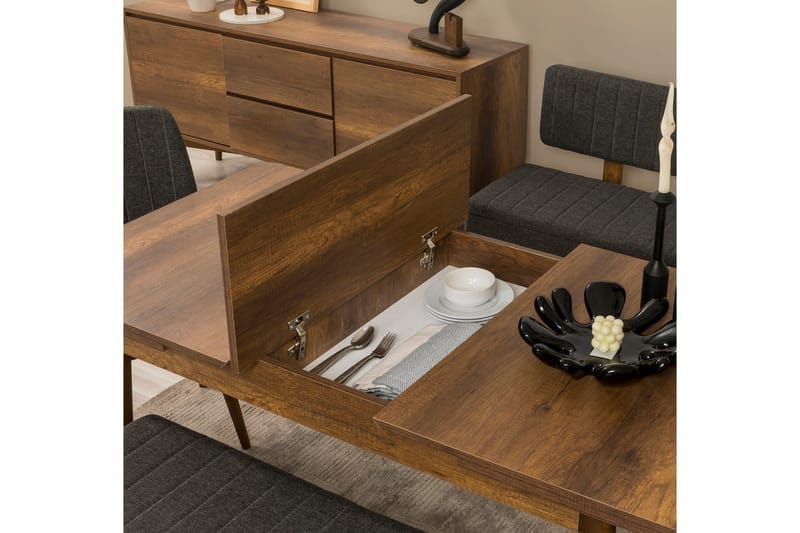 Valsot Matgrupp Rektangulär - Mörkgrå - Möbler - Matplats - Matgrupp & matbord med stolar